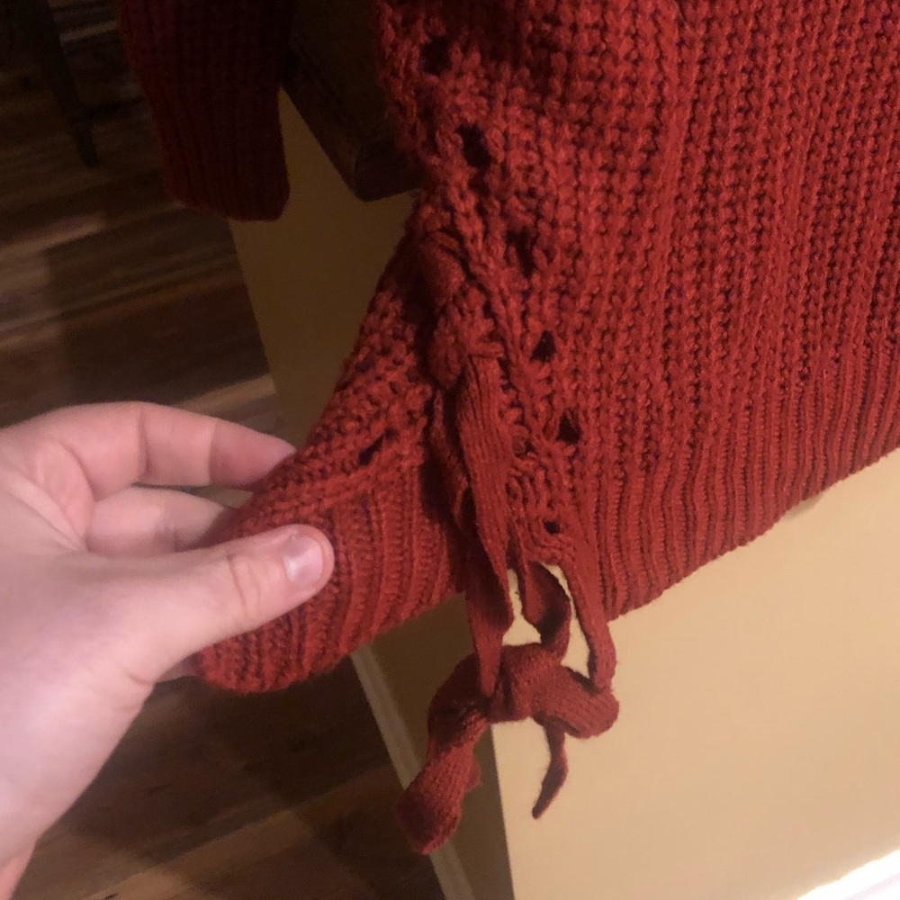 Super Comfy Poof! Red Knitted Sweater Dress - Picture 3 of 5